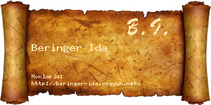Beringer Ida névjegykártya
